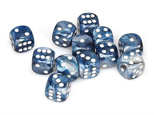 Chessex Speckled Set 12D6 kocka (16mm) - szürke/kék/ezüst