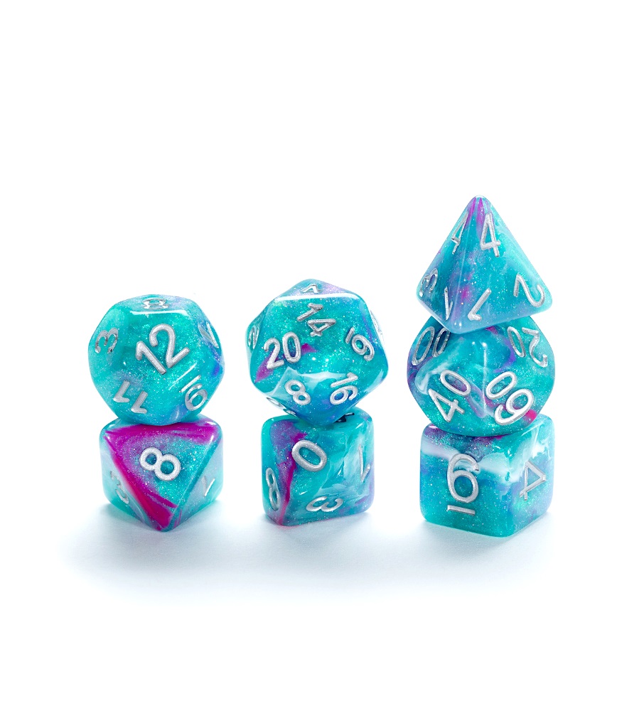 Aether Dice SWIRLPOOL - Aqua, Teal, White & Magenta