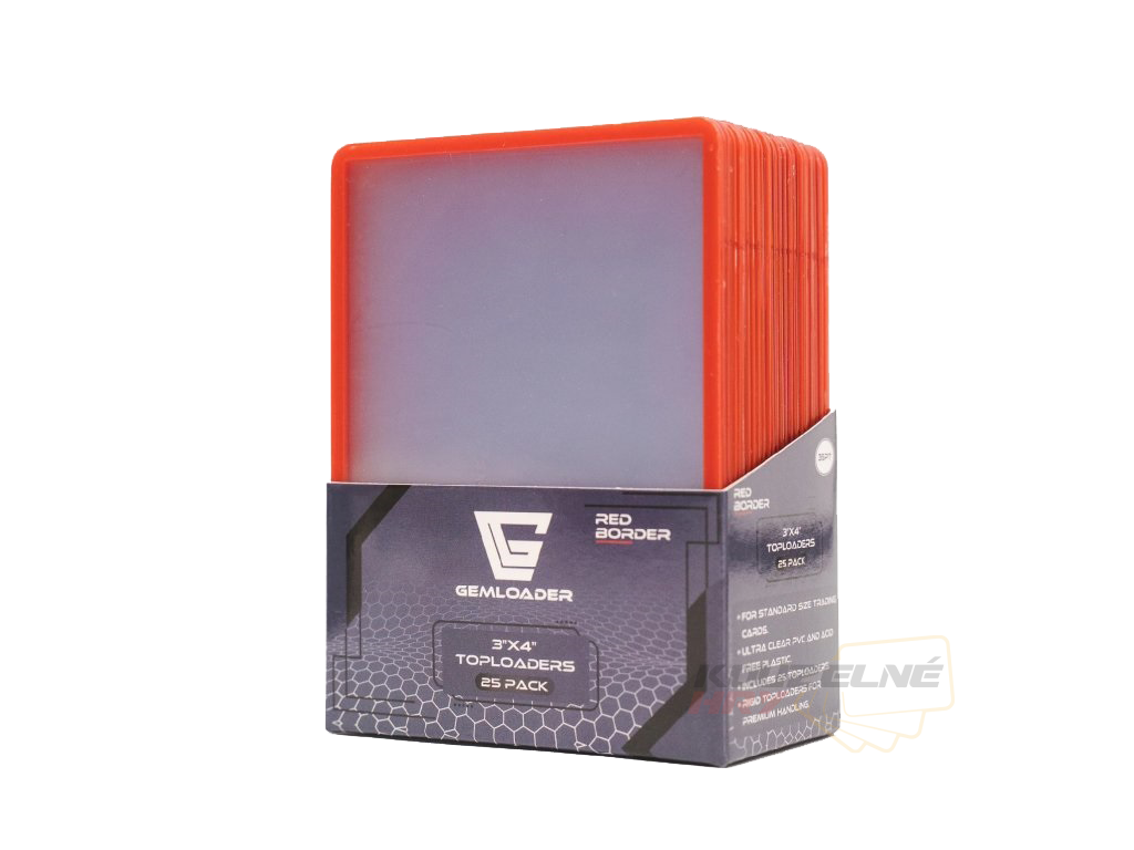 Gemloader - kártya borítók - Toploaders Ultra-Clear és varrat nélküli 35PT (piros szegély) (25 db)