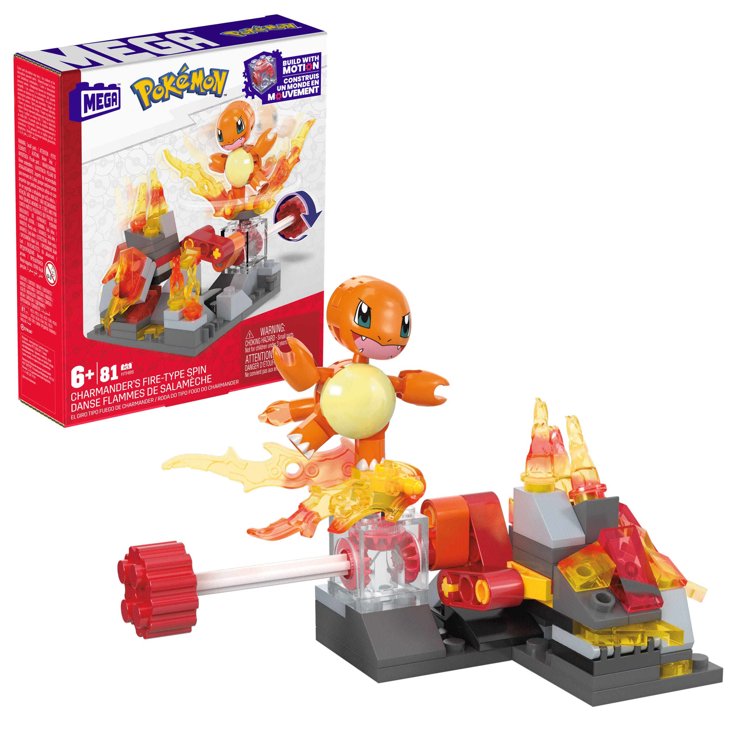 Mattel Pokémon Mega Construx - Charmander tűz-típusú pörgése