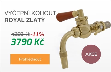 KULOVÝ VÝČEPNÍ KOHOUT ROYAL ZLATÝ RUKOJEŤ DŘEVĚNÁ