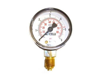 Manometer CO2 / N2 nízky tlak 6 bar