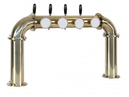 Výčepní stojan U4 zlatý komplet kohouty pákové medailony LED čelní přímé dochlazení kohoutů zezadu