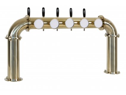 Výčepní stojan U5 zlatý komplet kohouty pákové medailony LED čelní přímé dochlazení kohoutů zezadu