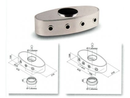 Příčka inox 450 /130, 5 otvory