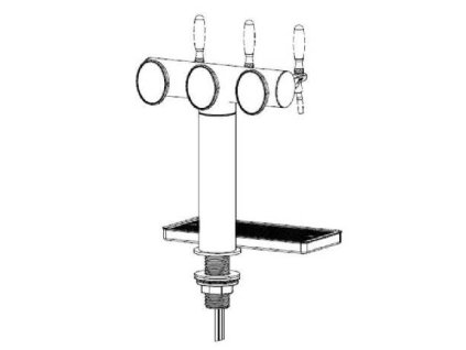 Výčepní stojan T3 nerez bez přírub komplet s pákovými kohouty, LED medailony a odkapávací miskou