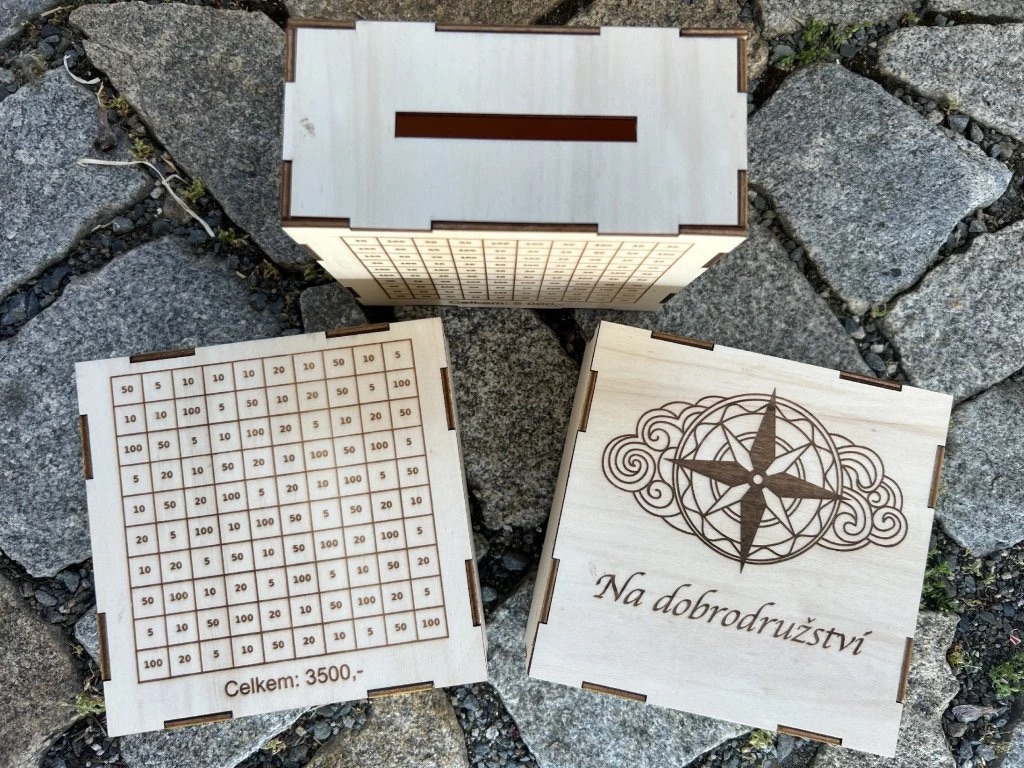 Různé varianty škrtacích pokladniček – mandala, strom, motiv pro děti