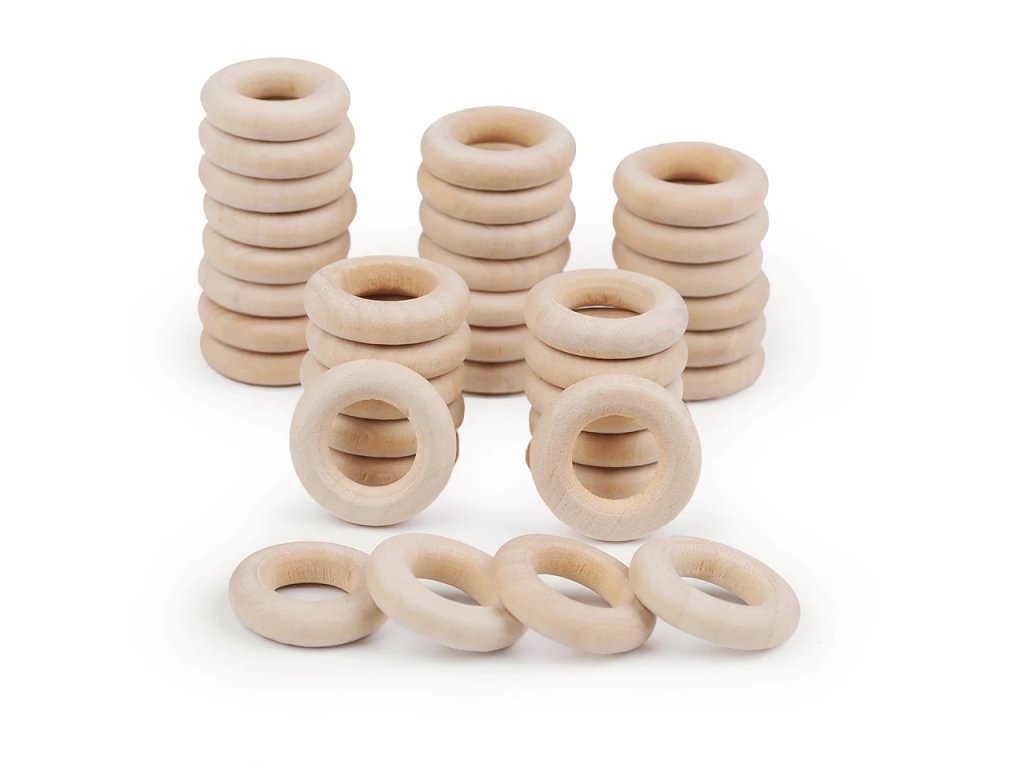 Dřevěné kroužky 24 mm – nelakované - 50ks – detail produktu