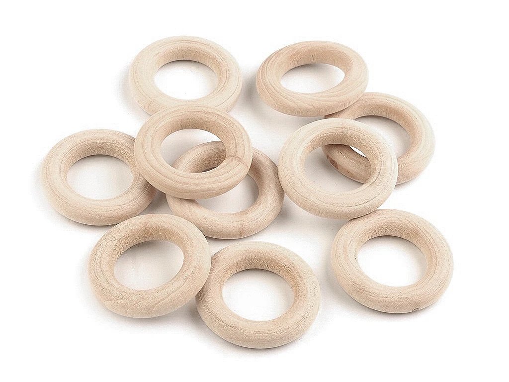 Dřevěný kroužek 30 mm – nelakovaný - 10ks – detail produktu
