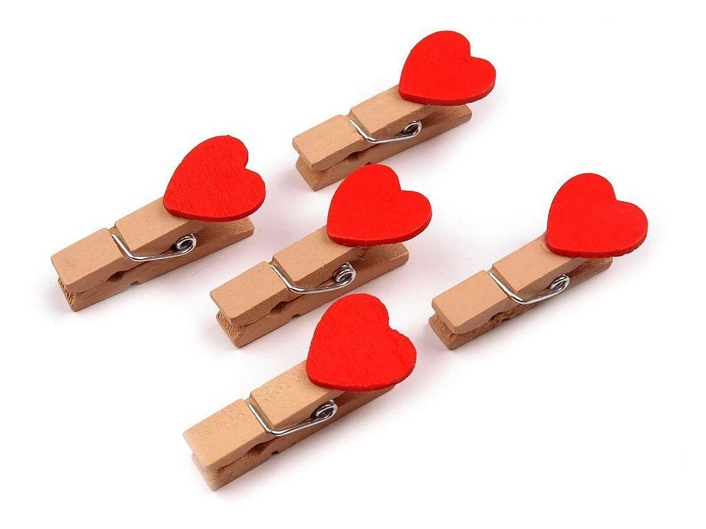 Kolíčky se srdíčkem – balení 12 ks – detail produktu