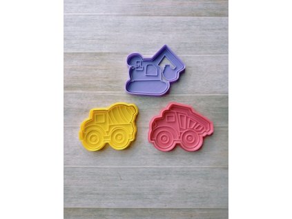 vykrajovátka pro kreativní tvoření – sada vykrajovátek  stavební auta
