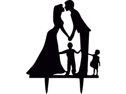 Svatební dortový zápich - Zápich na dort - novomanželé + holčička a chlapeček