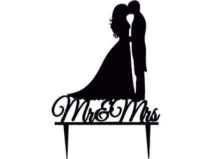 Svatební dortový zápich - Zápich na dort - novomanželé - mr&mrs