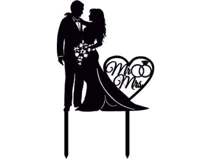 Svatební dortový zápich - Zápich na dort - novomanželé - mr&mrs