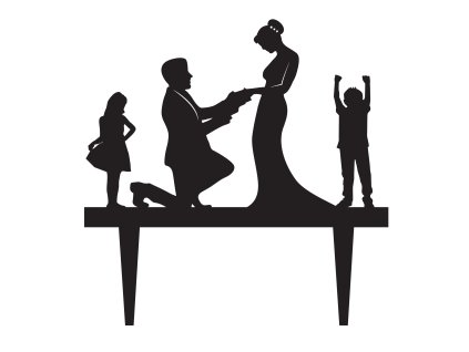 Svatební dortový zápich - Zápich na dort - novomanželé s dětmi