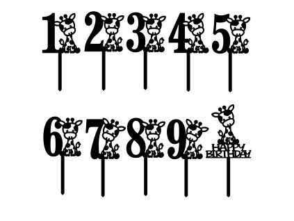 Cute giraffe number cake toppers