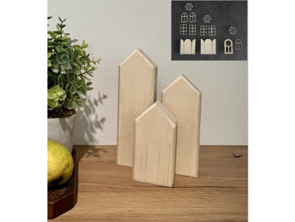 sada 3 domečků s doplňky - 2 – dřevěná dekorace