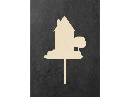 dřevěný zápich k dotvoření – domeček 1 – dřevěná dekorace