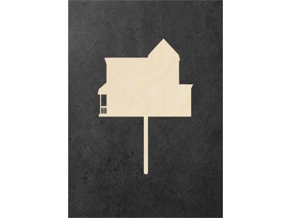 dřevěný zápich k dotvoření – domeček 12 – dřevěná dekorace