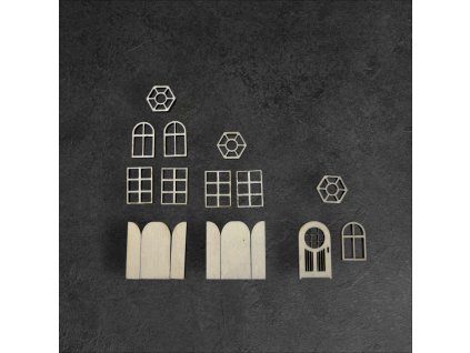 sada oken a dveří k tvoření 1. – dřevěná dekorace