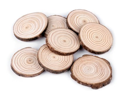Přírodní dřevěná kolečka k dotvoření – 8 ks - 25 – 45 mm