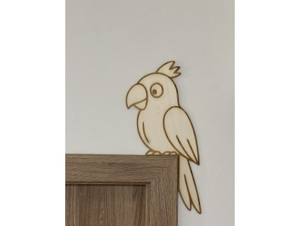 5287 drevena dekorace na roh dveri papousek