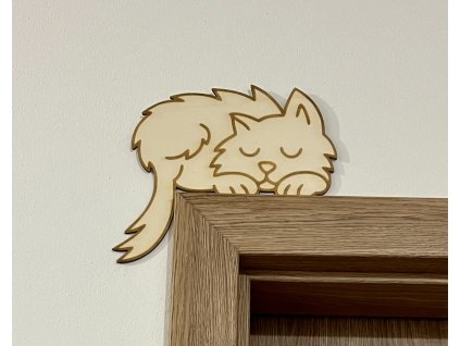 5290 2 drevena dekorace na roh dveri kocicka