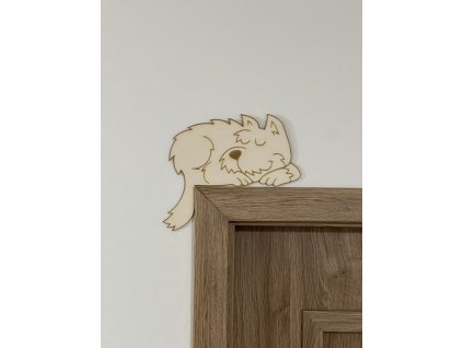 5293 drevena dekorace na roh dveri pejsek