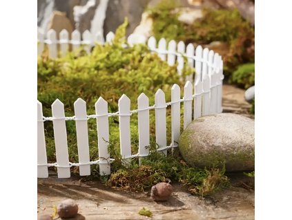 mini bílý plot 5 × 29 cm – dekorace pro domečky a zahrádky – dřevěná dekorace