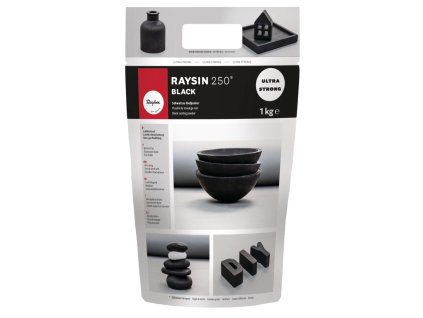 rayher raysin 250 – odlévací prášek (modelářská sádra) černý, 1 kg – dřevěná dekorace