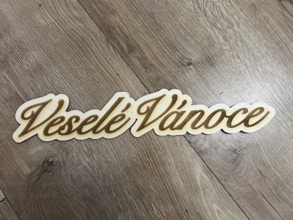 Dřevěný nápis - Veselé Vánoce (42 cm x 7,9 cm) – detail produktu