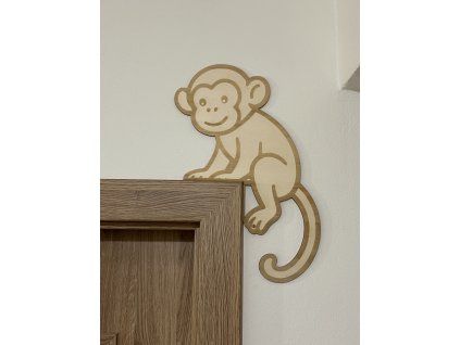 5986 drevena dekorace na roh dveri opicka