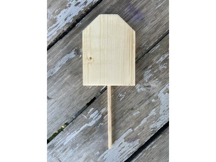 dřevěný domeček na zápich k dotvoření č.6 (9x1,9cm) – dřevěná dekorace