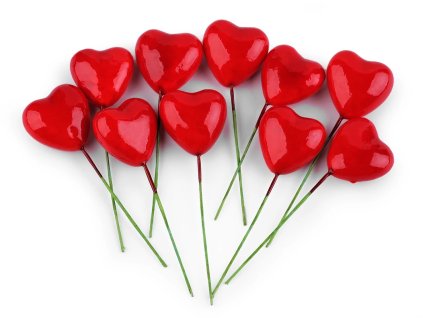 6040 dekoracni srdce na dratku cervene