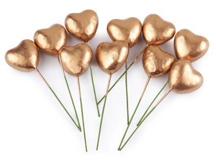 Dekorační srdce na drátku – Zlatá