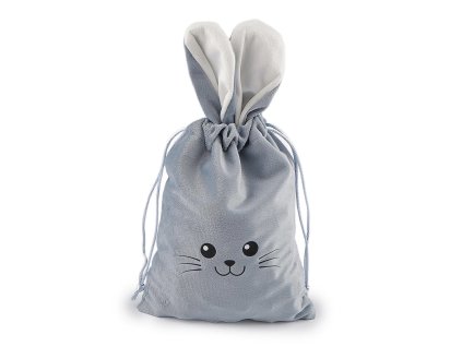 Sametový dárkový pytlík zajíček – modrá světlá (15 × 28 cm )