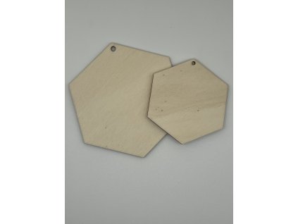 Dřevěný hexagon s očkem — polotovar k dotvoření 7,5cm