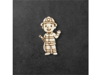dřevěný výřez k dalšímu tvoření - hasič 2 – dřevěná dekorace