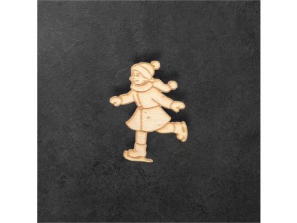 dřevěný výřez – holčička na bruslích – dřevěná dekorace