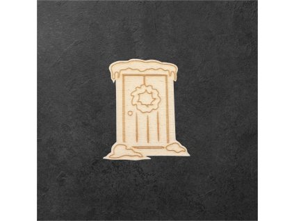 dřevěný výřez – zimní dveře – dřevěná dekorace