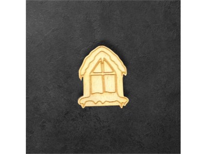 dřevěný výřez – zimní okno – dřevěná dekorace