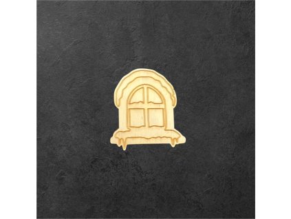 dřevěný výřez – zimní okno 2 – dřevěná dekorace