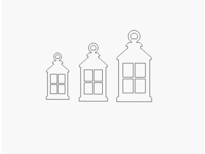 dřevěný výřez – sada lucerniček (3 ks) – dřevěná dekorace