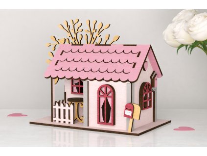 domeček z překližky  valentýn (skládačka) – skládačka z topolové překližky, dřevěná stavebnice