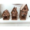 sada k složení - dřevěné domečky s otvorem pro světýlka - sada 3ks – přírodní provedení