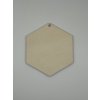 Dřevěný hexagon s očkem — polotovar k dotvoření 12,5cm