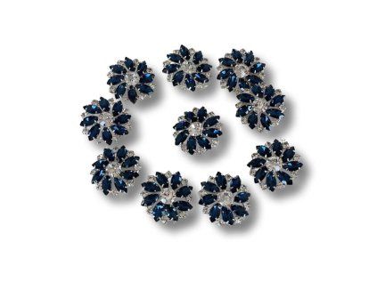 Štrasový knoflík modrá (2,5cm)