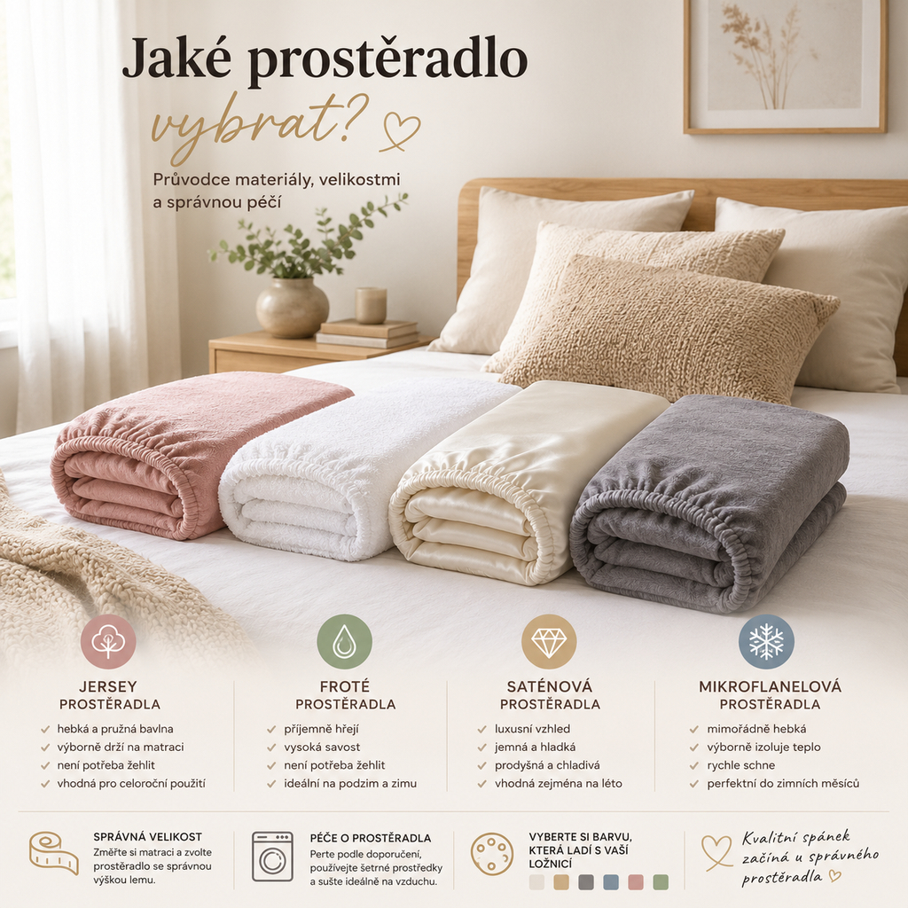 Jaké prostěradlo vybrat? Průvodce materiály, velikostmi i správnou péčí