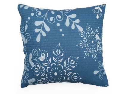 Povlak na polštář krep Snowflakes šedomodré (Rozměr 50x70)