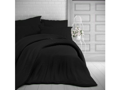 lozni satenove povleceni s prouzkem 140x200 70x90cm cerne 421846 0